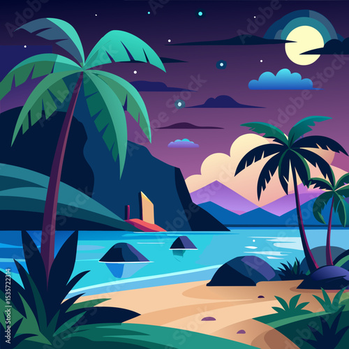 tropical island with palm trees