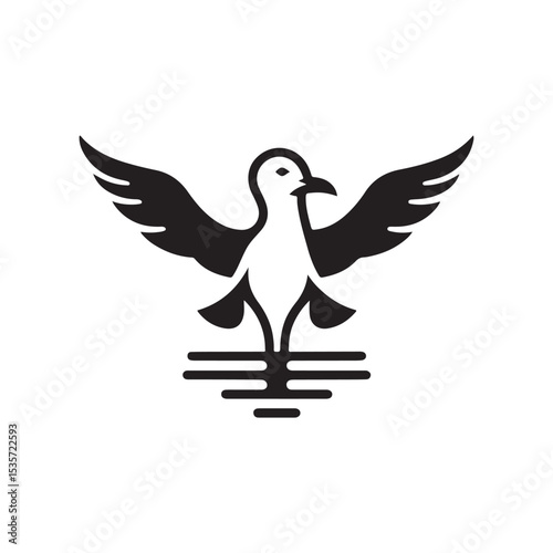 seagull vector silhouette clip art logo design illustration