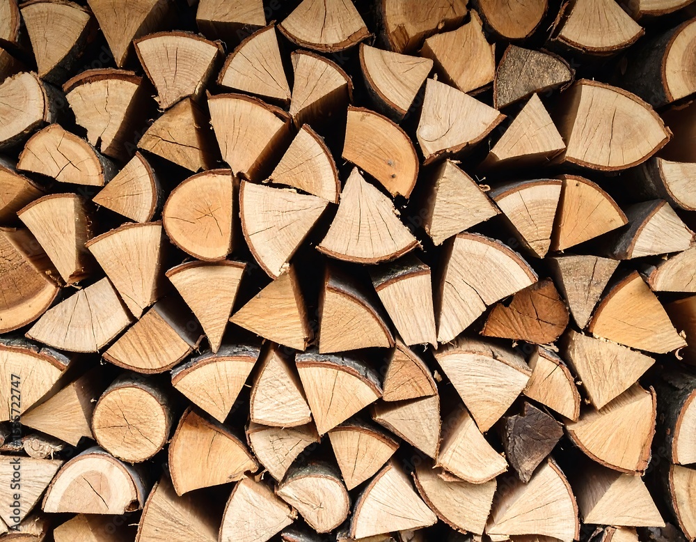 Stacked firewood close-up Stacked firewood close-up