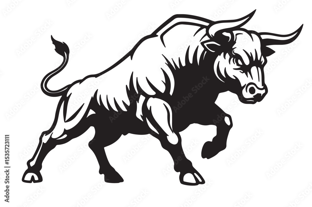 Fototapeta premium Angry Bull Silhouette Vector