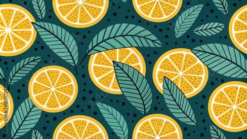 Vibrant Lemon and Leaf Patt...