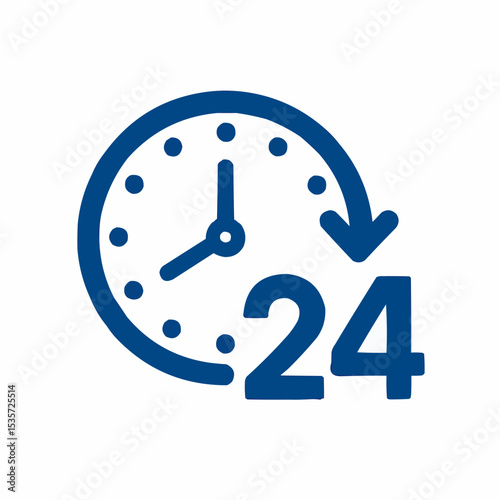 24 Hours support icon. Solid icon that can be applied anywhere, simple, pixel perfect and modern style