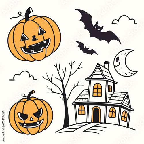 Halloween vector set with pumpkins .eps