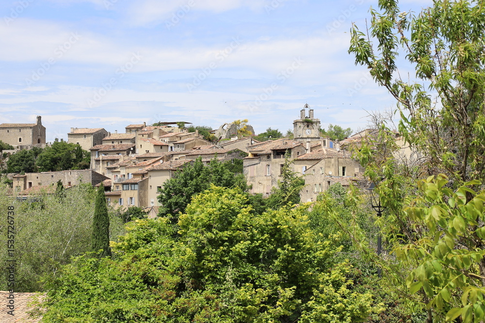 Fototapeta premium Vue d'ensemble du village, village typique de Saignon, département du Vaucluse, France