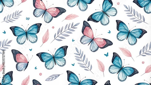 Watercolor Butterfly Seamle...