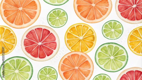 Watercolor Citrus Pattern G...