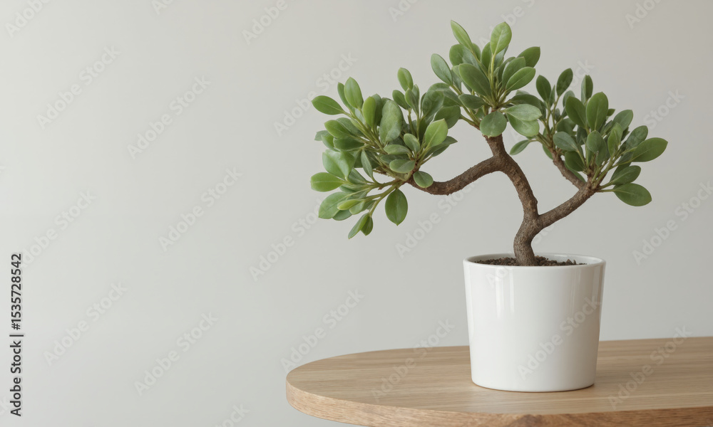 Fototapeta premium Jade Plant (Crassula ovata) Succulent with thick, oval leaves and a tree-like appearance. Typically grown in small to medium-sized ceramic