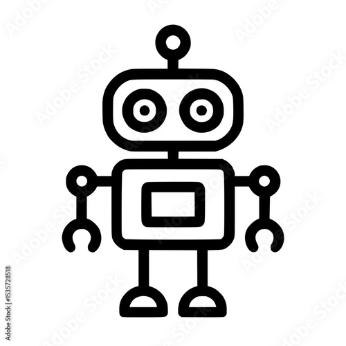Robot icon vector isolated on transparent background for technology interface design