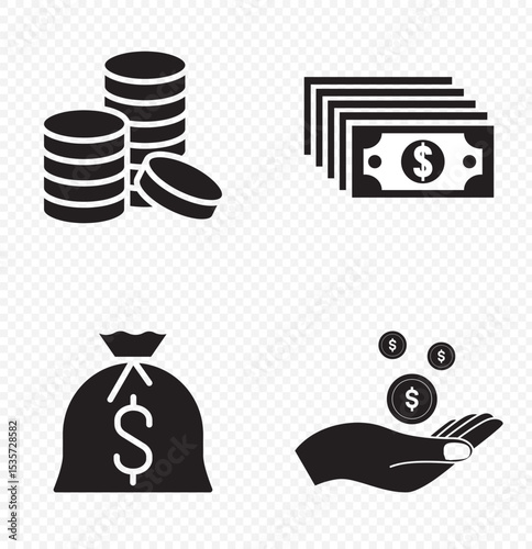 Wallpaper Mural Money, budget, savings, loan, cash, earning, income, wallet, currency, dollar, card, coin, revenue, piggy bank, and profit icon set. Finance business icon collection. Torontodigital.ca