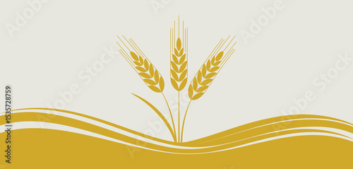Golden Wheat Stalks on a Wavy Field Background