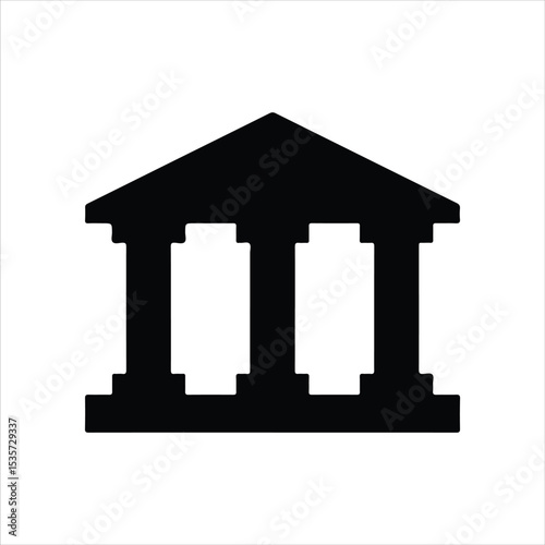 ancient building icon vector silhouette on white background.