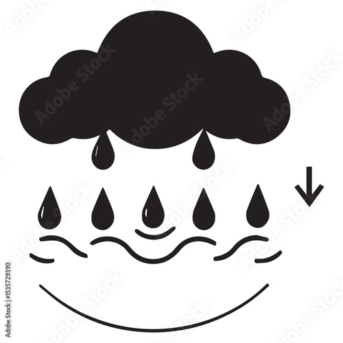 Simple black rain cloud icon water cycle
