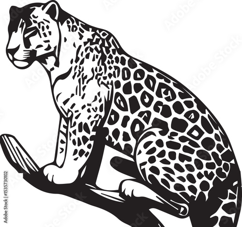 Black and White Jaguar Vector Illustration – Minimalist Wild Cat Silhouette Art	