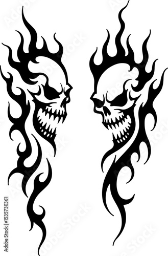 Tribal Skull and Abstract Tattoo Designs