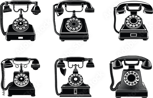 set of vintage phones