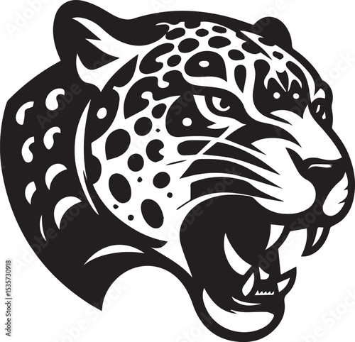 Black and White Jaguar Vector Illustration – Minimalist Wild Cat Silhouette Art	