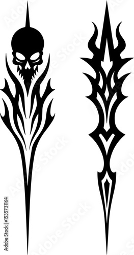 Tribal Skull and Abstract Tattoo Designs