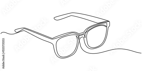 Medical And Healthcare Icon, Close-up of spectacles continuous one line drawing, Black and White of eyeglasses in a white background For assembly, Or create teaching material for mothers