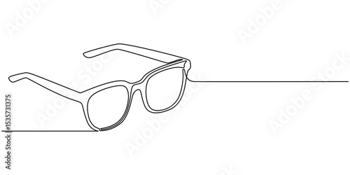 Medical And Healthcare Icon, Close-up of spectacles continuous one line drawing, Black and White of eyeglasses in a white background For assembly, Or create teaching material for mothers