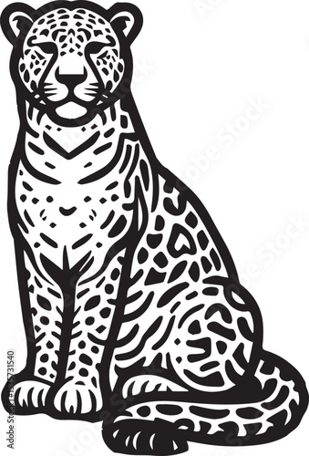 Black and White Jaguar Vector Illustration – Minimalist Wild Cat Silhouette Art	