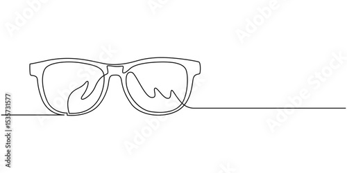 Medical And Healthcare Icon, Close-up of spectacles continuous one line drawing, Black and White of eyeglasses in a white background For assembly, Or create teaching material for mothers