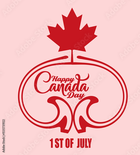 Illustration of the Canada Independence Day with  festive decorations  symbolizing unity and patriotism.