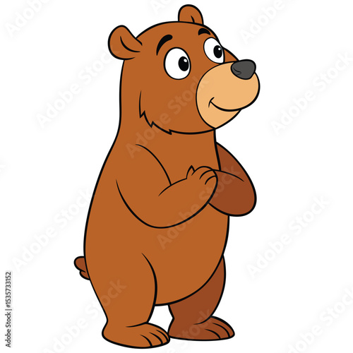 A brown bear standing on its hind legs, sniffing the air, alert and powerful.