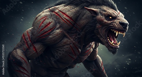 Savage Werewolf: Dark Fantasy 3D Render
