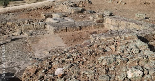 Remains of Roman wall gate of Caparra.