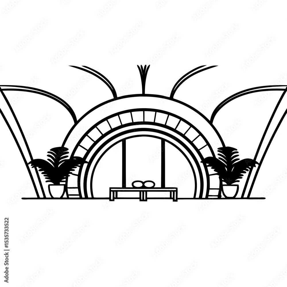 Fototapeta premium Minimalist Interior Design Vector Illustration Line Art Icon