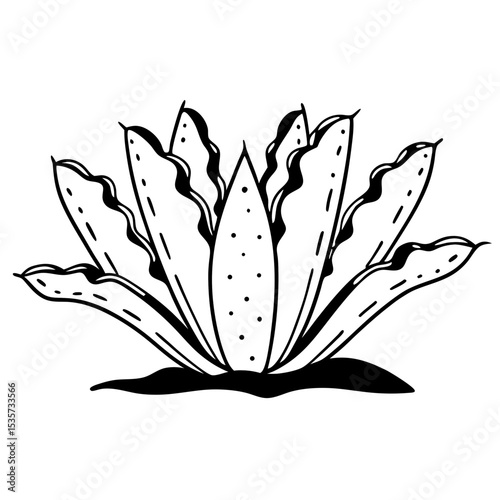 Botanical Plant Vector Illustration Simple Black and White Design