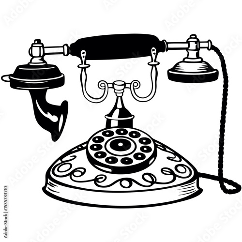 Vintage Rotary Phone Illustration Classic Telephone Vector