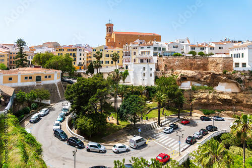 aerial view of the city of mahon, menorca, spain