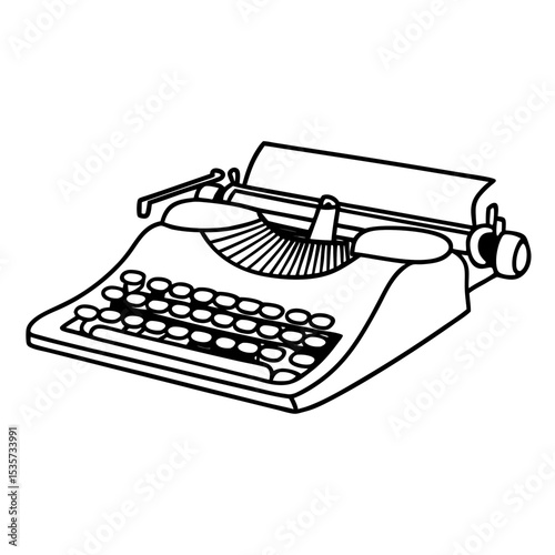 Typewriter Vector Illustration Vintage Writing Machine Design