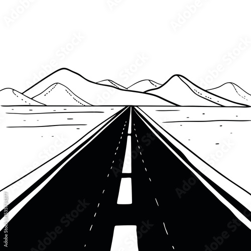 Road to Mountains Vector Illustration Landscape Travel Design