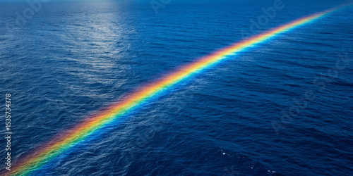 Diagonal Light Beam Rainbow on Blue Surface