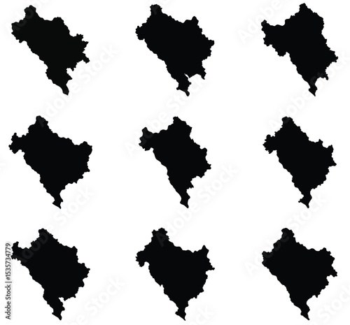 Montenegro map black silhouette vector style with white background