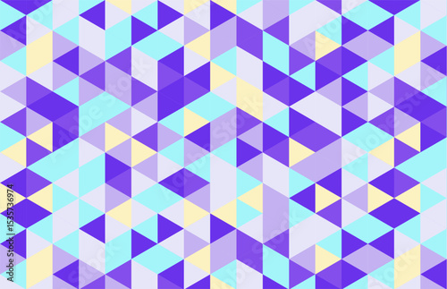 Seamless geometric pattern in pastel colors with space to copy. Mosaic of triangles