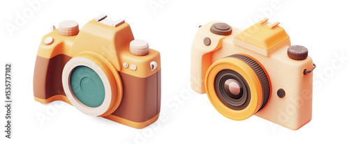 3D Pink Digital Camera Rendering on a Transparent Background