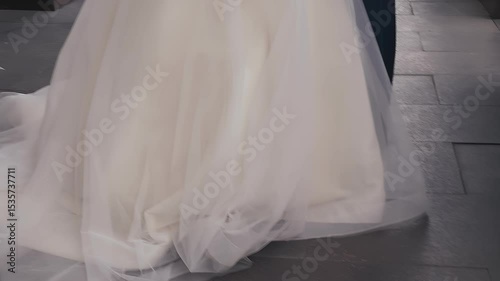 Bride and groom standing still during wedding ceremony