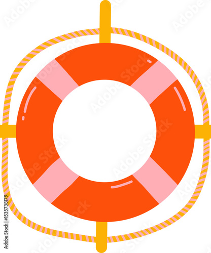 Flat Lifebuoy Colorful Summer Tropical Beach Holiday Vacation Elements and Travel Object