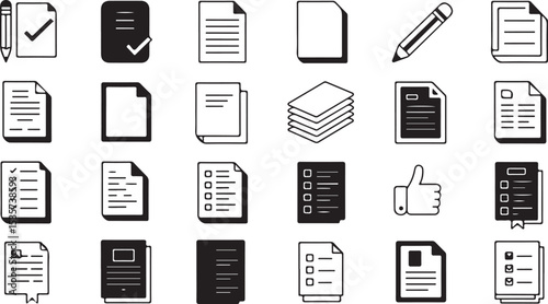 document file and checklist icon collection with contract papers sheets checklist files folders office work