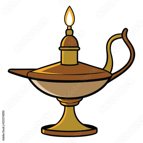 Unlit brass lamp deepam simple design antique indian ritual item