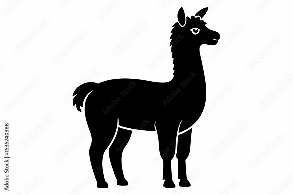 Obraz premium alpaca sihouette black vector