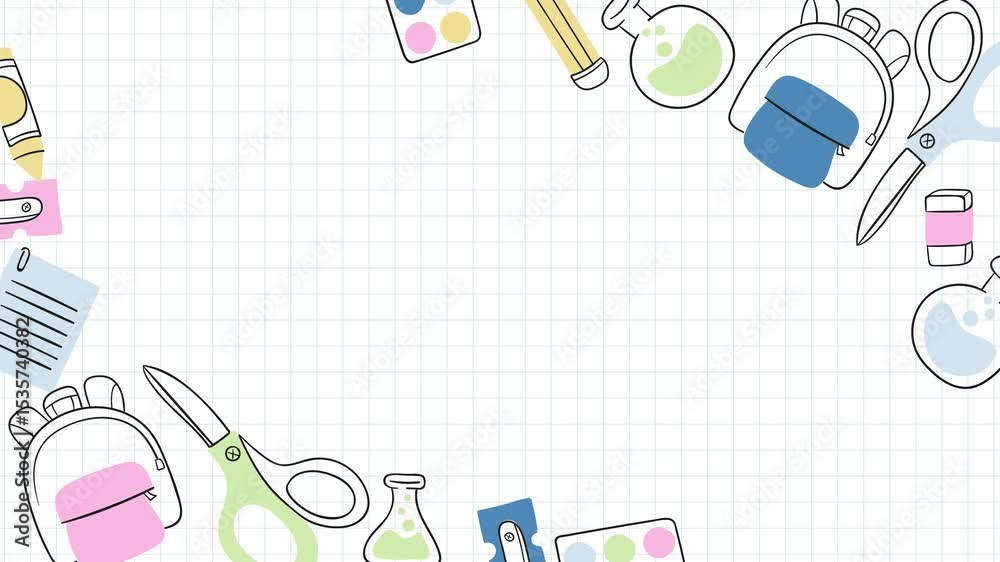 Back to School: Animated Stationery Border Background
