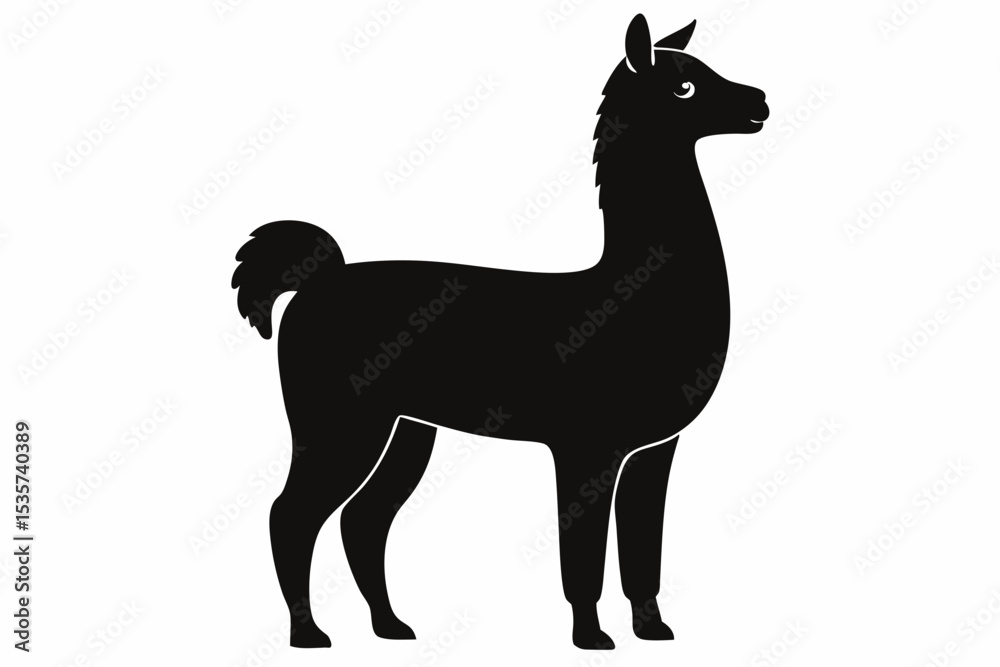 Fototapeta premium alpaca sihouette black vector