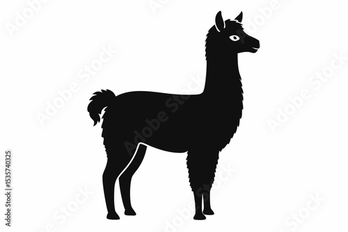 alpaca sihouette black vector