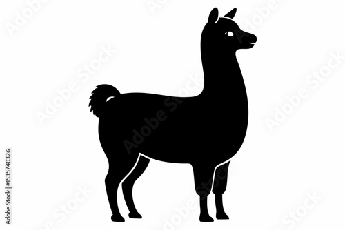 alpaca sihouette black vector