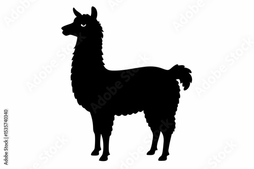 alpaca sihouette black vector