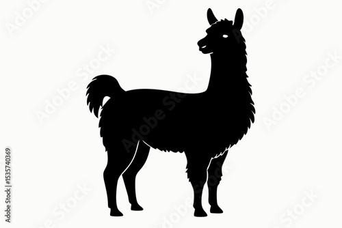 alpaca sihouette black vector